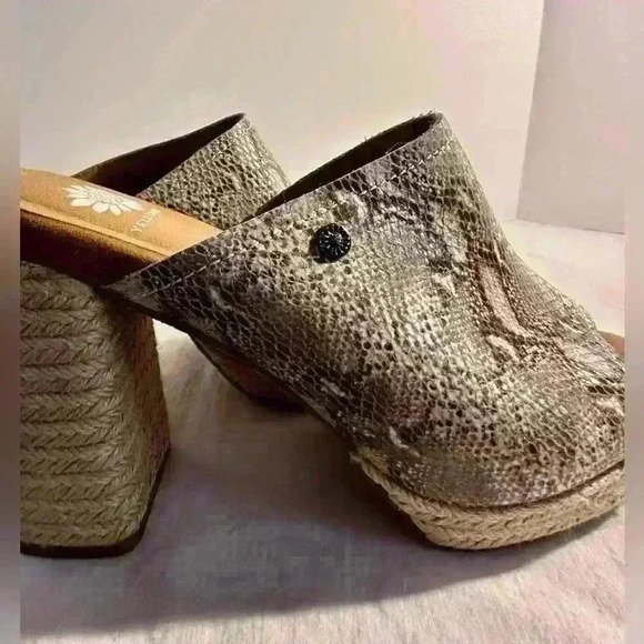 Yellow Box Mules with Espadrille Heel and side detail - Picture 8 of 14